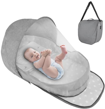 ISELECTOR Portable Bassinet for Baby Travel & Home - Lightweight Foldable Bedside Sleeper with Breathable Mesh, Carry Bag & Storage Pocket, Compact Bassinets for Newborn Infant, Safe Cosleeping Design