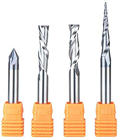 SpeTool Carving Set Router Bits for Wood Engraving V Groove Profile 1/4 Inch Shank Solid Carbide