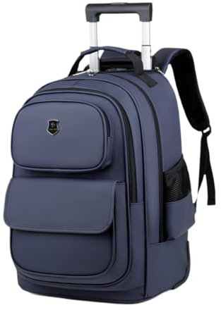 Ronyme Laptop Backpack Suitcase with Wheels Oxford Cloth Rolling Laptop Briefcase Trolley Business Cabin Bag for Overnight Women Men, Blue