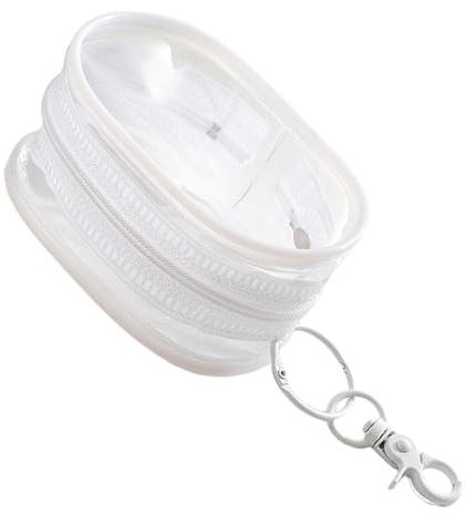 Scambio monetario della contea come portafoglio a forma di anello per le monete, mini titolare per le chiavi | Portafoglio trasparente come una mora con le cuffie, una tasca, bianco, Se