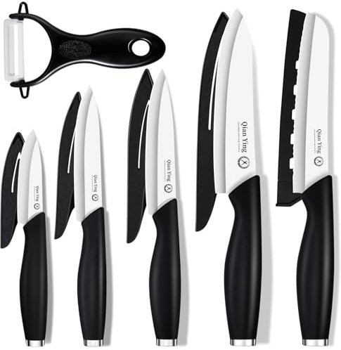Set 6 Couteau Ceramique Cuisine: Couteau Céramique Ensembles de Couteaux de Cuisine Legume Viande Noir