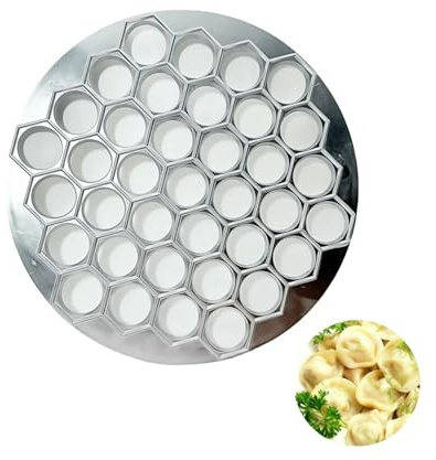 Molde para hacer raviolis, 37 agujeros, para cocina, restaurante, ravioli Fabricado en Aleación de Aluminio de Grado Alimenticio, Fácil de Usar y Limpiar, Versátil y Duradero
