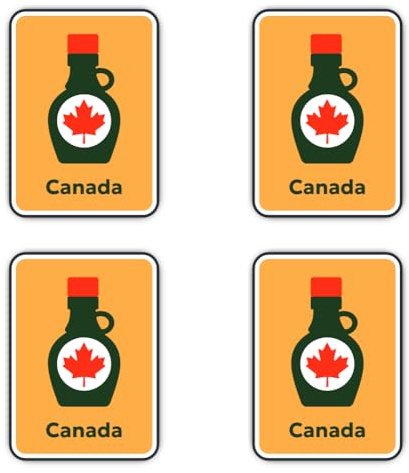 Klistermärken: 100 mm, 4 stycken – klistermärken set lönnblad sirap flaska Canada, 4-pack vinyl väderbeständig 100 mm 10 cm för bärbar dator bil resväska hjälm