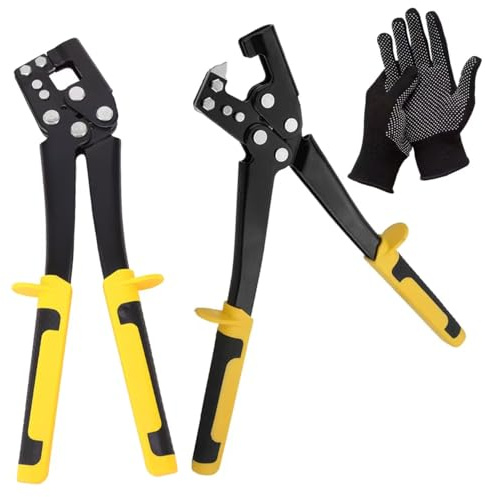QingWing Pince a Sertir Placo, Jaune a Sertir Placo, Longueur 30 cm, Epaisseur de Paroi 0,5-0,8 mm Équipé de Gants pour Profilés Métallique, Travaux de Plaques de Plâtre, Projets de Décoration