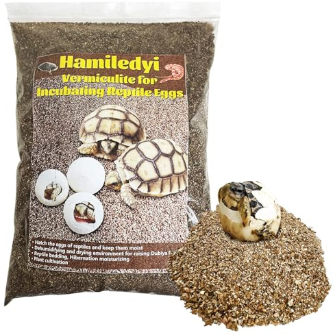 Hamiledyi Vermiculite per l'incubazione di uova di rettili, terrario, serpente, habitat substrato, lettiera per rettili per tartaruga, geco, pitone palla, salamandra, serpente, rana cornuta (1