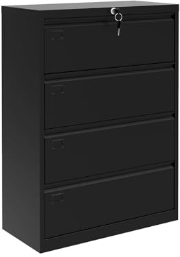 GAOMON 2-Drawer File Cabinet with Lock, Metal Lateral Filing Cabinets for Letter/Legal Size Documents, Heavy Duty File Storage for Home Office, Black (4 Drawers)