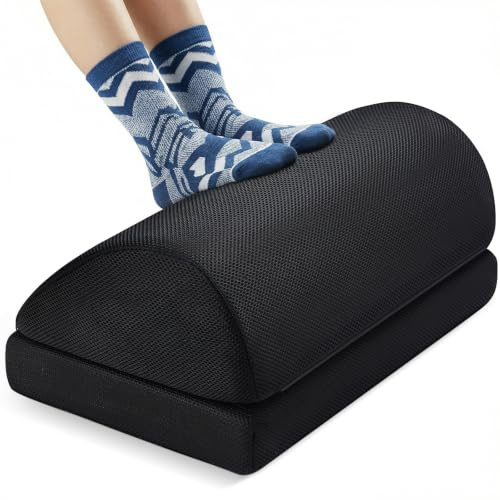 HUANUO Ergonomic Footrest Under Desk, Soft Foot Stool with Memory Foam, 2 Adjustable Height Footrest for Office Chair & Gaming Chair