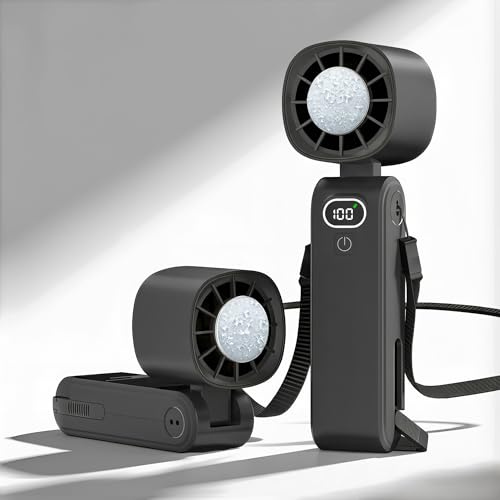 Portable Handheld Fan with Cooling Plate, 5000mAh Rechargeable Personal Fan, USB-C Mini Fan with 5 Speeds, Compact Travel Fan for Camping, Cruise, Beach, Theme Parks, Outdoor Events and Office (black)
