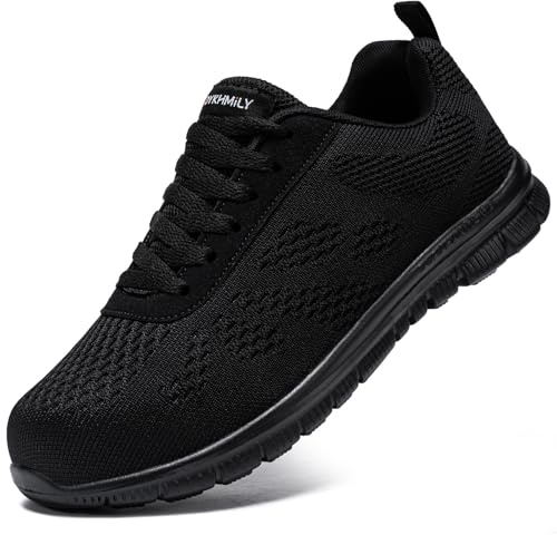 DYKHMILY Zapatos de Seguridad para Hombre Zapatillas de Seguridad Ligeros Protección contra destrozos Transpirabilidad Resistente a Las Perforaciones Comodidad Calzado de Seguridad(Negro,43EU)