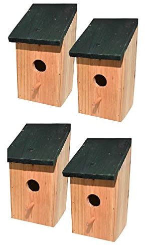 Ram© 4 X WOODEN Wood Bird Feeders Nesting Box Nest Bird House Small Birds Blue Tit Robin Sparrow Bird House Feeder