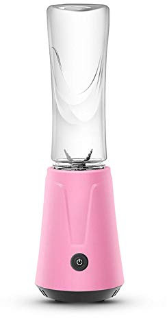 Juicer 600 ml hushållsbärbar elektrisk juicepress fruktsugare multifunktionell fashionabla 304 rostfritt stål 4 skarpa knivpressar ljusrosa