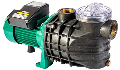 HST Leis Poolpumpe 23,4 m3/Std, bis 90 m³ Beckengröße, 1500 W, Filterpumpe mit geringer Energieaufnahme zur Kostensenkung, selbstansaugend, Robuste Pool Pumpe mit Filter und Vorfilterfunktion