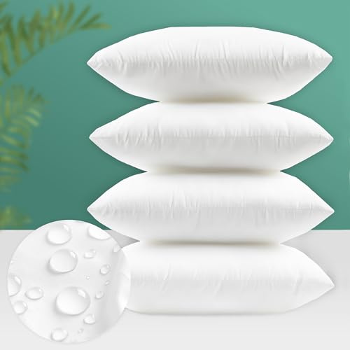Codi Juego de 4 rellenos de almohada para exteriores, 16 x 16 pulgadas, cojín decorativo resistente al agua, para muebles de patio, sofá, porche interior y exterior