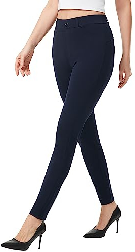 AFITNE Womens Skinny Smart Work Trousers with Pockets 28/30 | Tailored Slim Fit, Stretchy Office Casual Suit Pants, Soft, High Waist, Comfortable & Non-See Through