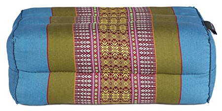 Coussin de Yoga et Méditation en Kapok Naturel - Bleu Vert Majorelle - Confort Optimal, Posture Alignée, Coutures Renforcées - Léger, Compact et Facile à Transporter - Idéal Zazen et Pleine