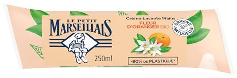 Le Petit Marseillais – Recharge Crème Lavante Mains Fleur d'Oranger Bio (berlingot de 250 ml) – Savon liquide avec 92 % d'ingrédients d'origine naturelle – Emballage avec -80% de plastique*