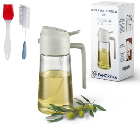 PANOREMA Spruzzino Olio per Friggitrice Aria, 2 in 1 - Nebulizzatore Olio, Dosatore Spray da 470ml