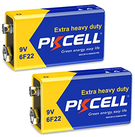 PKCELL Bateria de 9 V, batería de Bloque 6F22 para Detector de Humo, Radio cámara, Juguete, 2 Unidades