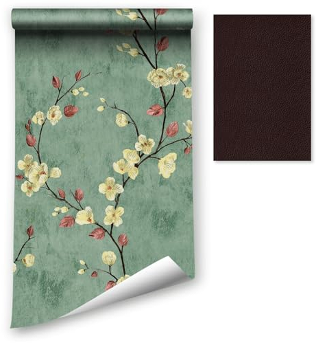 LZH-LP Papel Tapiz Despegable y Pegado, 44.5x400CM Papel Tapiz Autoadhesivo con Contacto de Pájaros Florales Película de Vinilo Removible Revestimiento de Muebles de pared