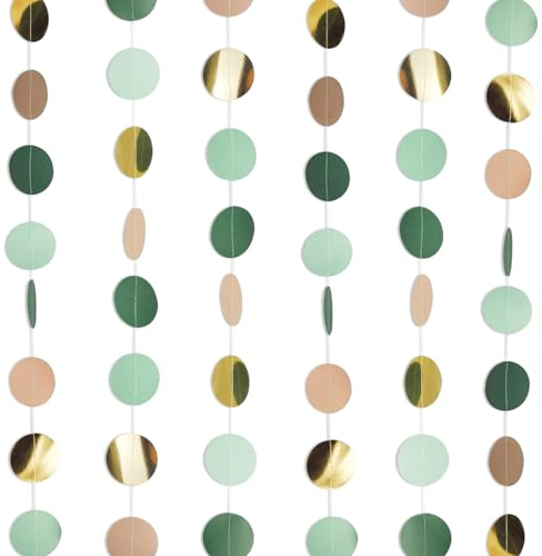 Girlande aus Grünem Papier und Pailletten, 3 Stück, Glitzer, Punktgirlande, rund, Dekoration für Party, Hochzeit, Geburtstag, Weihnachten, Geschäft, Haus
