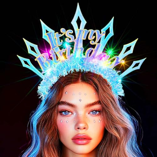 Evlry Serre-tête LED Happy Birthday lumineux - Accessoire de cheveux pour femme