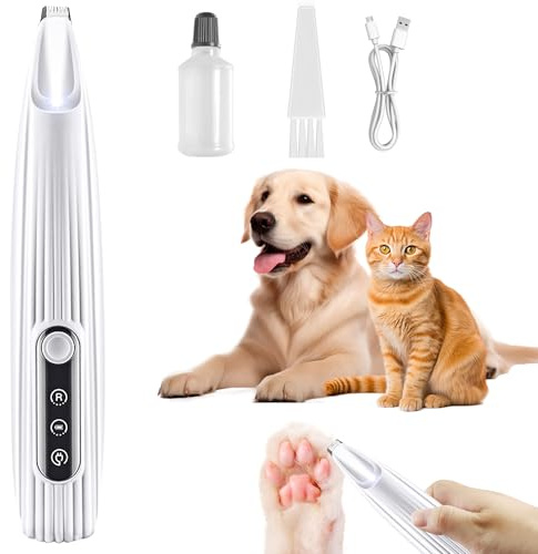 Suevut Tondeuse Chien Électrique, Tondeuse pour Silencieuse avec LED et Écran d'Affichage, Rechargeable par USB, Idéale pour Toilettage de Chien et Chat, Pattes, Visage et Oreilles (Blanc)