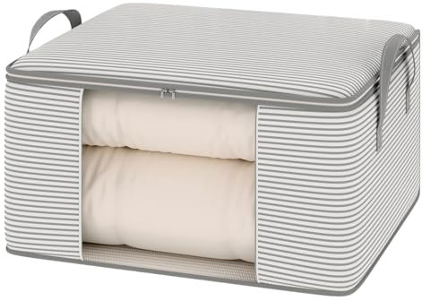 2 Sac de Rangement pour Couettes,Sac de Stockage Résistant avec Double Fermeture Éclair et Poignées Renforcées – Housse de Rangement Pliable pour Couvertures, Vêtements, Linge de Maison (55*35*25cm)