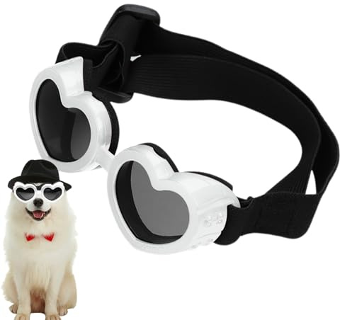 Hjärta solglasögon för hundar, charmig stil i form av hjärtan ute glasögon för husdjur | Anti-fog hund solglasögon med justerbara remmar för husdjur, hundsolglasögon