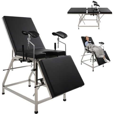 HINOPY Gynekologstol, justerbar gynstol med ryggstöd och benbräda, 102 × 77 × 31 cm U-formad modern medicinsk gynekologisk stol för sjukhus, BIS 200 kg (svart)