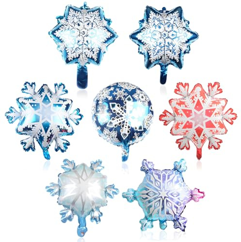 Globos De Lámina Frozen, Kit De 7 Globos Con Copos De Nieve Para Cumpleaños, Decoración De Cumpleaños Frozen, Baby Shower, Carnaval, Navidad, Año Nuevo, Fiestas De Invierno