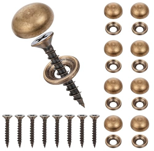 Sorcristy Brass Screw Caps, 8Pcs Metal Fixing Screws Cover Self-Tapping Brass Decorative Screws with Caps for Mirrors Cabinets Wood Furniture Fasteners Hardware (15mm, Bronze)
