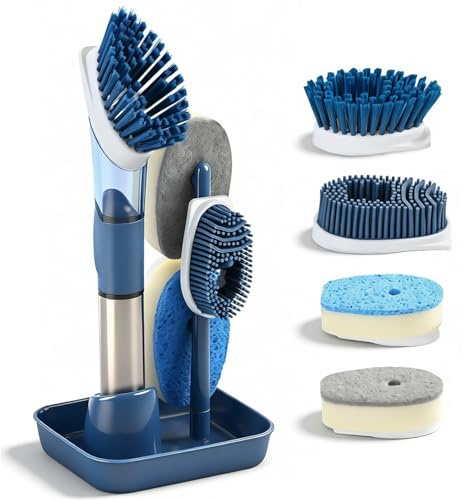 OuryTech Cepillo para Botellas, Cepillo Largo para la Limpieza de Botellas con Cepillo de Limpieza Integrado para ollas, sartenes y Botellas, Set de 4 Piezas