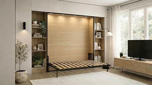 Wallbedking Letto a Scomparsa Morphy Classic - Sistema multifunzionale modulare SizeFlex & TypeFlex, letto a scomparsa salvaspazio ed estensibile con moduli divano (120x190 cm, Orizzontale)