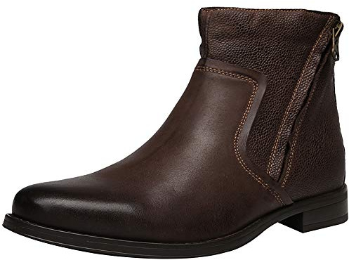 Jamron Hombres Piel Genuina Occidental Vendimia Chukka Botas Cremallera Botines Café SN01747 EU44.5