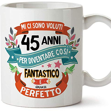 Mugffins Tazza 45 Compleanno -Idee Regali Anniversario Originali per Lui/per Lei