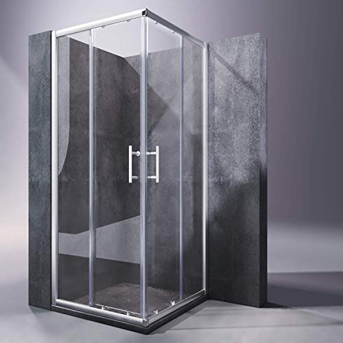 SONNI Duschkabine 76 x 76 cm Eckeinstieg Duschabtrennung Doppel Schiebetür Echtglas