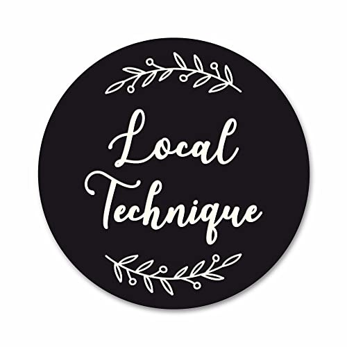 Adzif.biz Le sticker de decoration - Plaque de Porte Autocollante PVC Gravé Noir Blanc Ronde. Décoration de Porte toilettes, buanderie, chambre...