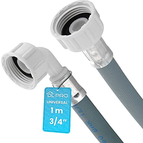 DL-pro Universal 1m Wasserschlauch Schlauch Zulaufschlauch 3/4 gerade/gewinkelt 60Bar für Waschmaschine Trockner Spülmaschine Geschirrspüler