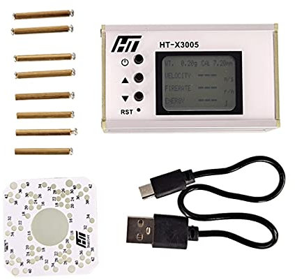 Bntaomle HT-X3005 Geschwindigkeitsmesser, Kugelenergiemessung, Chronograph, Geschwindigkeitsprüfer mit Hintergrundbeleuchtung, LCD