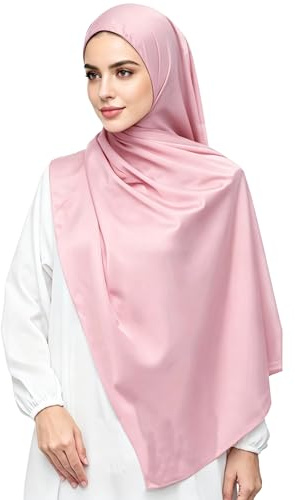 Lina & Lily Luxury Satin Hijab Head Scarf Shawl Wrap for Muslim Women Extra Long