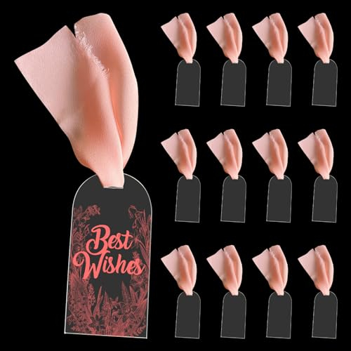 luolety 50 Stück transparente Acryl-Tischkarten, mattiertes Acryl, Hochzeits-Blanko-Platzkarten mit Band, transparenter Bogen, Geschenkanhänger, Namenskarten für DIY, Hochzeit, Dinnerpartys, Gastnamen