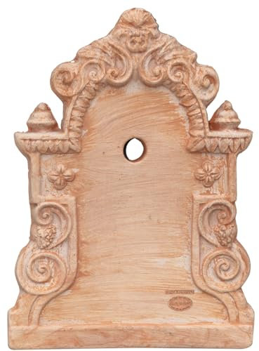Biscottini Frontone per Fontana da Giardino L37,7xPR3,7xH47,7 - Frontone per Fontana da Giardino Esterno - Arredo Giardino in Terracotta Toscana - Giardino Arredo Esterno Made in Italy