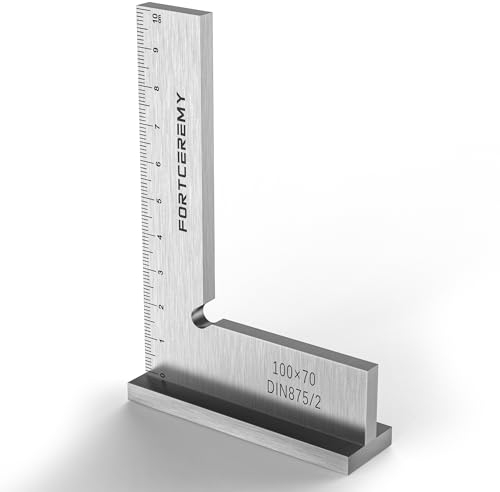 Equerre Menuisier, FortCeremy Blocs à Angle Droit 90 Degrés, Ensemble de Règle Carrée en Acier de Précision Ingénieur Charpentier Base Large, Outil de Mesure de Menuiserie Équerre de Machiniste 10*7cm