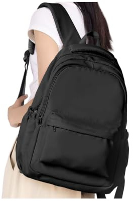 HYC00 Zaino da Scuola Superiore Media Ragazza Casual Zainetto Università Donna Zaini Scuola Media Ragazza Leggero Zaino Scolastici Superiori Impermeabile Zaini Porta pc 14 Pollici School Backpack,Nero