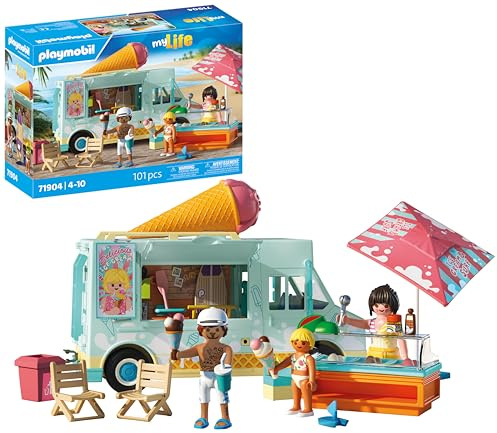 Playmobil | Vacation on The Beach | Ice Cream Truck avec Surfshop | Jouets à partir de 4 Ans | Cadeau pour Enfants | Encourage la créativité | Aventure à la Plage avec Figurines & véhicule | 71904