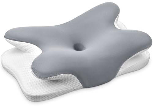 Ehomfory Nackenkissen Kopfkissen Nackenstützkissen Memory Foam Kissen, Ergonomisches Seitenschläferkissen für Seiten, Rücken & Bauchschläfer, 69x37x9/12 cm