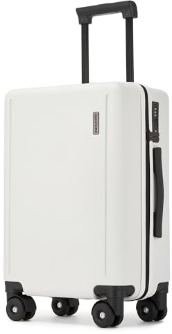 Ruausine 20 Inch Carry-on Luggage, 22x14x9 Airline Approved Carry on Luggage, Hard Shell Small Rolling Carry on Suitcase with Spinner Wheels TSA Approved for Travel (White, 20 IN)