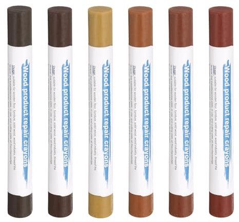 QUARKZMAN Bâtons De Remplissage En Bois 6 Couleurs Crayons De Cire Pour Meubles Pour Noyer Clair, Noyer À Grain Droit, Santal Doré, Noyer Clair, Noyer Foncé, Teck Foncé