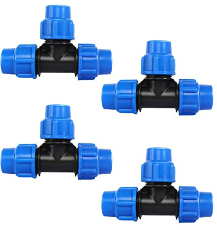 Raccords de Tuyau D’Eau en T, 4 Stück 25mm X 25 mm X 25 mm Raccord de Plomberie de Compression, Connecteur Plastique PP Raccord pour Installations Intérieures Et Extérieures