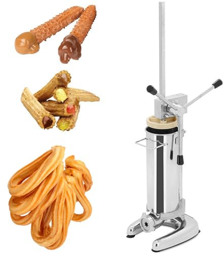 Churreras para Churros y Porras, Churrro Gun Kit con 5 Boquillas Prensa, Prensa Pastelera de Acero Inoxidable, Máquina Rellenadora de Churros Snack Equipment, para Restaurante,3L